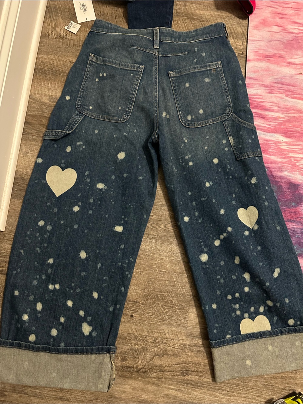 Pilcro by Anthropologie Blue Bleached Heart Boyfriend Jeans - Picture 2 of 3